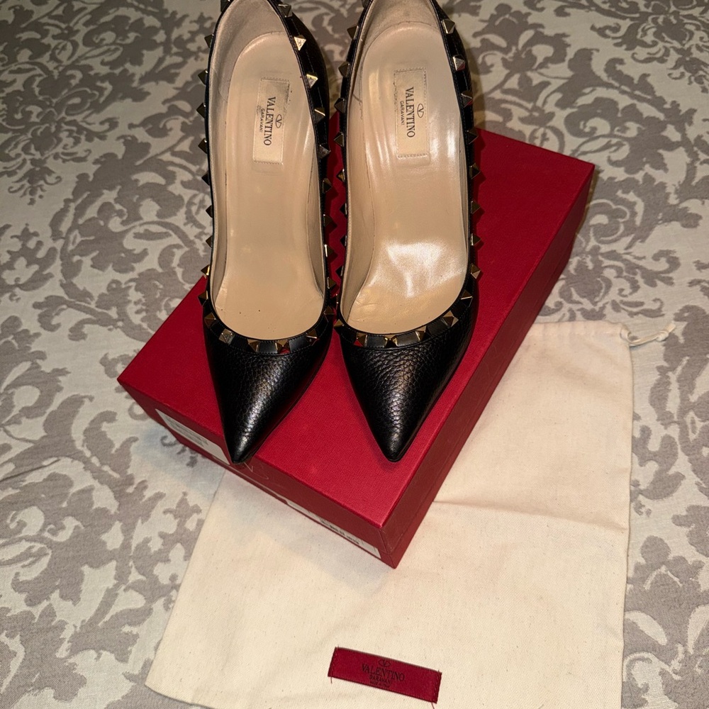 Valentino Black Studded Pointed Toe Women's Shoes